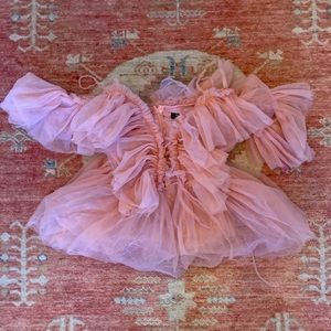 Pink tutu style off shoulder top